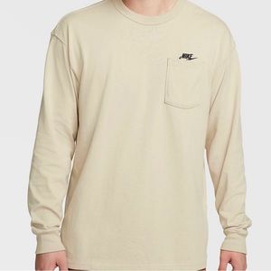 NIKE Sportswear Premium Essentials Men's Long Sleeve Pocket T-shirt Men's Tan
